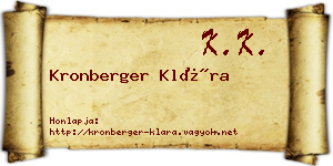 Kronberger Klára névjegykártya